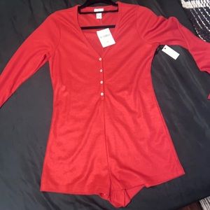 Maroon/rust color waffle knit sleep romper brand new never worn tags on